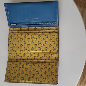 Coach 1941 blue slim trifold wallet with floral print interior